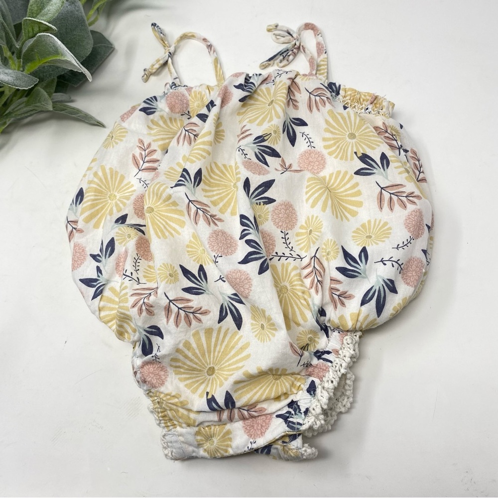 Dylan & Abby Bubble Romper Floral Pink Yellow 6-9 Months